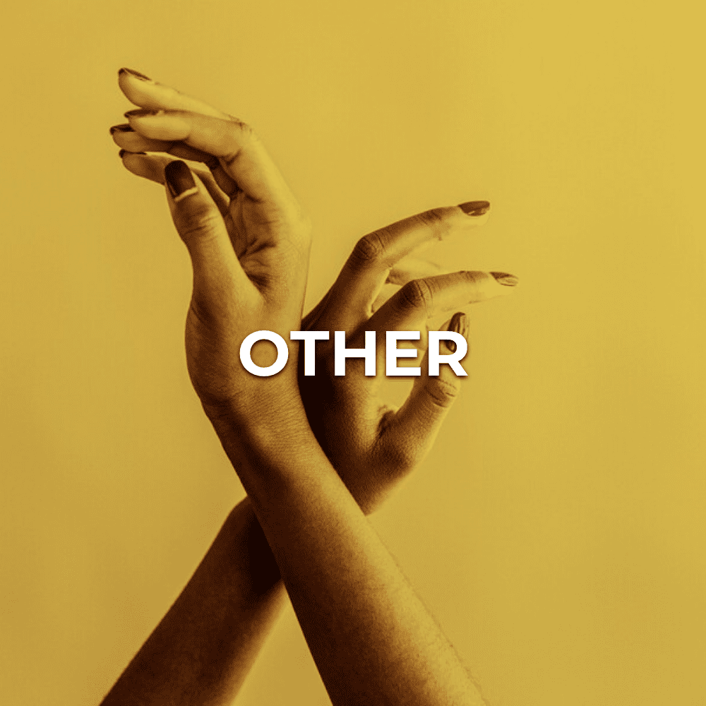 A pair of hands with red nails and the word " other ".